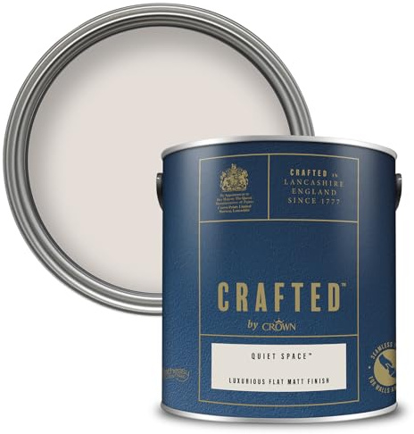 Crown CRAFTED Quiet Space Matt Emulsion Very Light Pink Paint 2.5L | Light Clay Pink velvety flat matt finish for interior walls, ceilings & wood. Soft to touch, hides imperfections, low VOC
