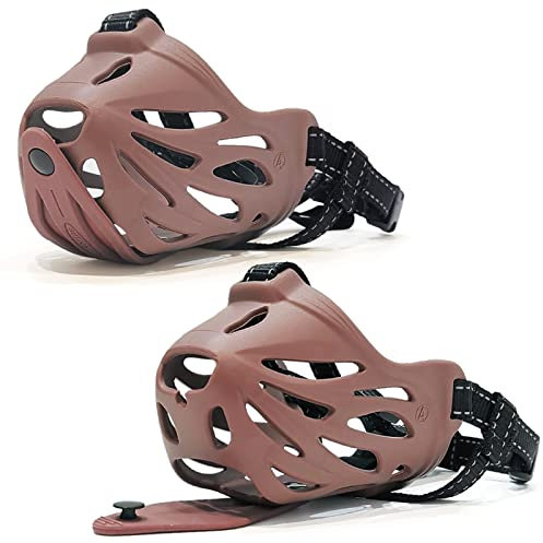 Petyouyou Maulkorb für große Hunde, um das Beißen des Mundes zu stoppen, backen, Steine, für mittelgroße und extra kleine Welpen, Käfigrassen, Deutscher Schäferhund, Frenchie (Braun, XS, Schnauze 16,5