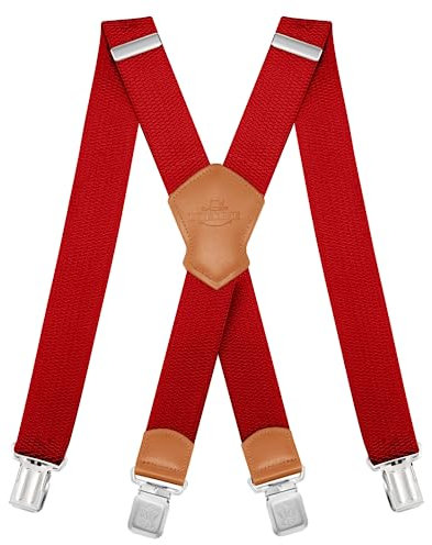 Dresime Hosenträger für Herren mit 4 starken Clips 4cm breit, X Form elastisch einstellbar Länge für Männer und Damen Overalls Jeans, Arbeitshosen, Jumpsuits, Motorradhosen, etc.