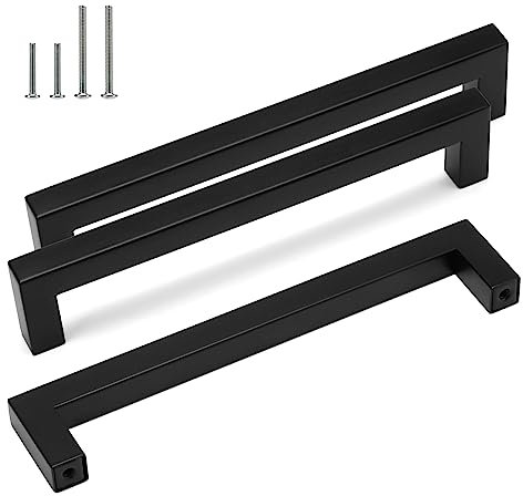 HauSun 10 Stück Möbelgriffe 160mm Schwarz Küchengriffe aus Edelstahl Schrankgriffe mit Schrauben Türgriffe Möbelgriff Küchengriff Schrankgriffe