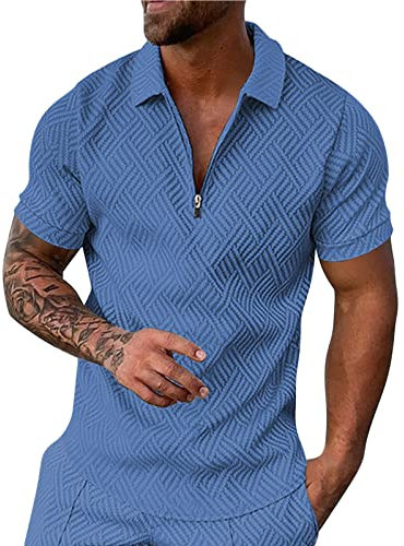 Herren Funktionspolos, Baumwolle Polo Shirts Polohemd Männer Slim Fit Golf T-Shirt Mit Taschen Activewear Poloshirts für Herren Herren T Shirt Slim Flit