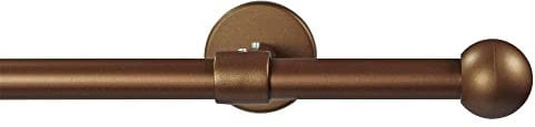 Garesa Gardinenstange Bolti Ø 16mm, 1-läufig, Bronze I Stabile Vorhangstange ohne Ringe I Mit Endknopf Kugel I Für mittelschwere Vorhänge I 110cm