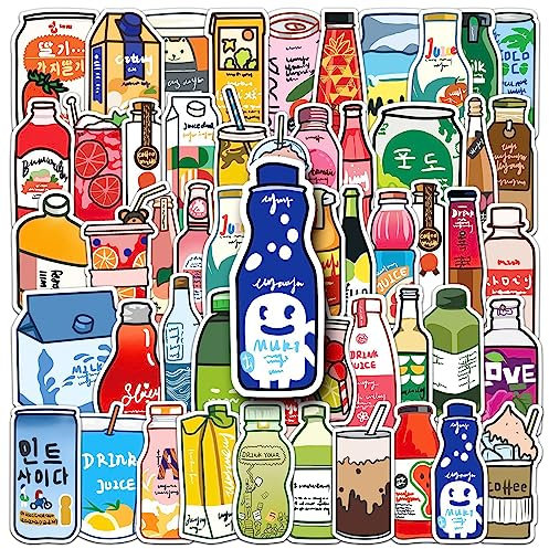 50 Stück Beverage Bottles Aufkleber Pack Drink Bottles Sticker Set wasserdichte Vinyl Sticker für Laptop Kinder Autos Motorrad Fahrrad Skateboard Gepäck Koffer Computer Aufkleber Graffiti Decal