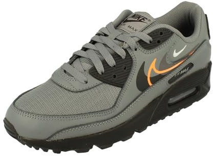 NIKE FN7810-001 AIR MAX 90 Men Smoke Grey/Black-Bright Mandarin UK 5.5