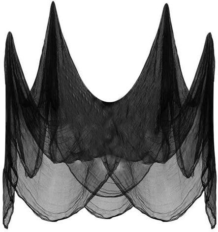 TheStriven Halloween Gruseliges Tuch 76 x 800 cm Halloween Gruseliges Gaze Gruseliges Gaze-Tuch Halloween Gruseliger Dekostoffe Halloween-Dekorationen Gruseliges Tuch für Spukhäuser Party (Schwarz)