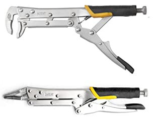 Extened Locking Pliers Vise Grip Pliers Set 12 Straight Jaws and 80 Degree Jaws Needle Nose Pliers Set, Quick Release Design,