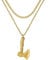 OIDEA Men's Double Chain Necklace with Thor's Hammer Pendant, Silver Black Gold, Cuban Chain Cord Chain, Stainless Steel