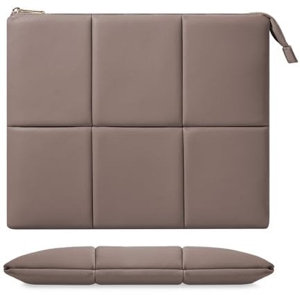 MoKo 9-11 Zoll Tablet Tasche Hülle Kompatibel mit iPad Pro 11 M4 2024, 11 Zoll iPad Air M2 2024, iPad 10th 10,9 2022, Puffy PU Leder Tablet Schutzhülle mit Integriertem Gummiband,Kaffee