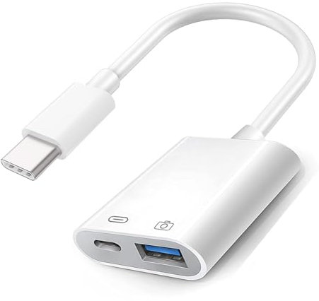 USB-C to USB Adapter with 30W Charging Port for iPhone 15 Pro Max MacBook Pro Air 2023 iMac iPad Mini Pro, Apple MFi Certified OTG Support Camera, Card Reader, USB Flash Drive, MIDI Keyboard (White-2)