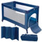 Maclean PR-803 Faltbares Babyreisebett Reisebett mit Tasche und seitlichem Eingang, Geeignet für Babys und Kleinkinder, 2X Räder, 125x65x74cm (1, Blau)