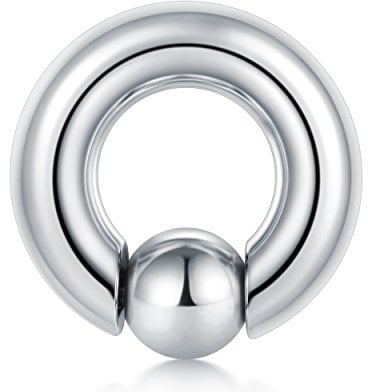 FECTAS PA Ring Prince Albert Piercing Unverlierbare Perlen Ringe Spring Action CBR Monster Screwball Ringe 00G-0G-2G-4G-6G-8G-10G-12G 12mm/16mm/19mm Chirurgenstahl Körperschmuck für Männer Frauen