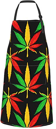 Plumon Rasta Kochschürze mit Taschen, wasserdicht, für Damen und Herren, Schwarz , One size