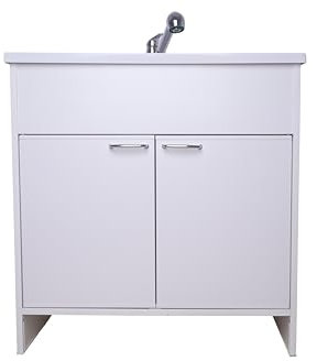ADGO Komplettspüle Spüle + Batterie + Unterschrank mit 2 Türen 80x50x85 cm, Spüle mit unterschrank 80 cm Küchenspüle mit unterschrank Wirtschaftliche Senke mit Schrank, Tiefe Spülkammer, Armatur