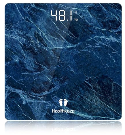 Báscula digital para hombre, Healthkeep Pese Personas de alta precisión con tecnología Step-On Pantalla LED, diseño fino, peso máximo. 180 kg/400 lb, negro…