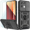Yohii Coque pour Xiaomi Redmi Note 13 Pro 4G (Pas pour 5G) /Xiaomi Poco M6 Pro 4G avec 2 Pièces Verre Trempé, Lentille Coulissante Couverture, Support 360° Rotatif Militaire PC Armor Etui, Noir