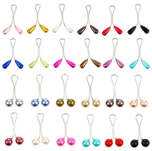 Tyqour 24 Pcs Women's Hijab Pins Clips, Hijab Nadeln,Perlen Sicherheitsnadeln, Schal Nadeln Clips Hijab Schal Clips, Kopftuch Hijab Nadeln Clips,Hijab Pins für Damen-Schmuckzubehör