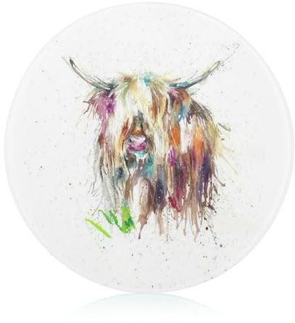 Highland Cow Watercolour Cutting Board Tempered Glass Chopping Blocks Non Slip Cutting Mat
