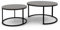 GREKPOL Couchtisch 2er Set - Runde Couchtische 48x70 + 42x50 cm - Rund Couchtisch Schwarz mit Kaschmir - Coffee Table - Kafeetisch