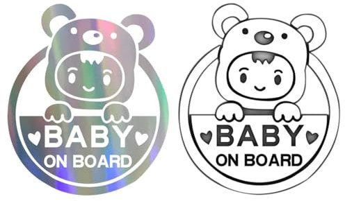 2 Pz Adesivo Bambino A Bordo Segno Riflettente Notte Impermeabile per Auto