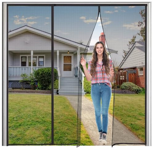 Moustiquaire sur Mesure AimantéE 295x260cm Noir Facile à Installer sans Percer Store Moustiquaire Anti Insecte Mouche Portes De Balcon Portes Coulissantes