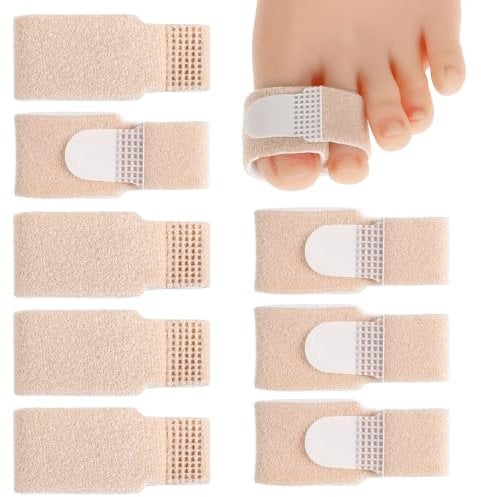 Gjinxi 8 Pack Fabric Hammer Toe Corrector, Reusable Fabric Buddy Toe Wraps for Pain, Fabric Hammer Toe Wraps, Toe Bandages Protectors for Crooked Toes, Curled Toes, Bent Toes and Broken Toes