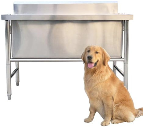 Vasca da Bagno Cani Animali Stazione di lavaggio per cani lavandino cucina47 pollici professionale in acciaio inox scrivania doccia per cani, lavandino doccia, grande vasca da bagno per cani
