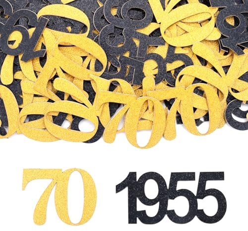 GoldRock Konfetti 70. Geburtstag Deko Groß 3,5-5cm, 100 Stück Streudeko, Für Frau Mann 1955, Glitzer Tischdeko, Dekoration 70er, Gold