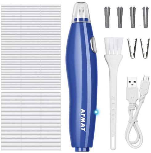 AFMAT Elektrischer Radiergummi,Automatischer Radiergummi Radierstift,Tragbarer Elektrischer Radierer USB,140 Stück Ersatzradiergummis,Wiederaufladbar Elektro-Radierer für Zeichnen,Skizzieren Blau EE15