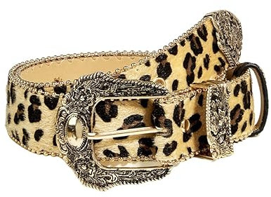 AOWVUTS Damen Ledergürtel für Jeans Hosen Kleider mit Leopardenmuster Mode Taille Vintage Goldschnalle Y2K Punk