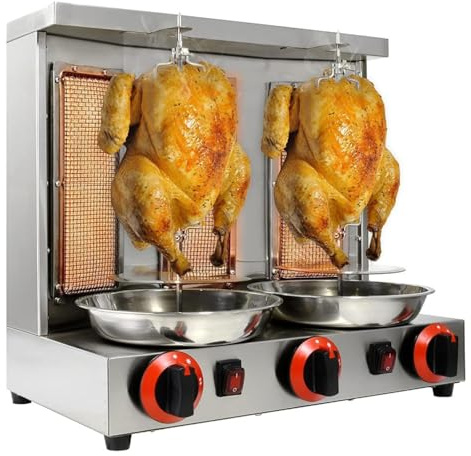 Máquina casera de shawarma de pollo, máquina asadora comercial de pollo y pavo, asador vertical de encimera, ajustable 300 ℃, asador giratorio de 360°