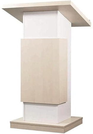 WOTZOV Rede Podium Luxus Rednerpulte Mobiles Holzpodium Geneigter Boden Rednerpult mit Feststellrädern Rezeption Schreibtisch 60 * 70 * 118cm Podium Stand Mode,Weiß
