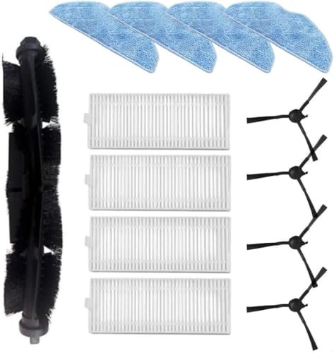 Ersatzbürstenfiltertücher für Philips Homerun Serie 3000 XU3100/01 XU3110/02 XU3000/01 XU3000/02 Roboter-Staubsauger, 1 Hauptbürste, 4 Hepa-Filter, 4 Seitenbürsten, 4 Wischtücher