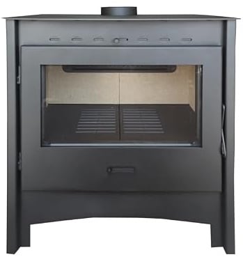 MF - Stufa a Legna Lara da 13,4 kW in Acciaio con Ampio Vetro Panoramico, Camera in Vermiculite e Vetro Ceramico Pulito - Alta Efficienza e Basse Emissioni