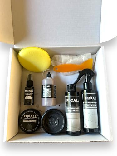 Fixxall Stone & Tile Repair Kit – Coloured Filler, Scratch Cover Spray, Injectable Adhesive, Sealer & Cleaner – All-in-One Surface Restoration Set (Anthracite, One Size)