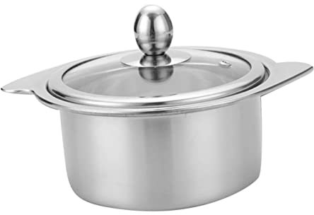 Mobestech 1 Olla De Acero Inoxidable Para Cocinar Tapa Para Olla De Inducción Fondue Wok Color Plateado