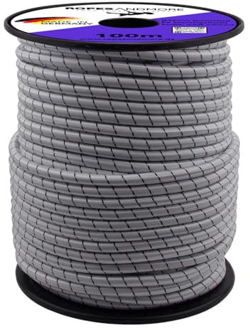 PP Expanderseil Gummiseil 12mm Gummileine Planenseil Gummikordel Made in Germany von Ropes and More 10m-100m (Weiß-Schwarz, 30 m (Lfm) Ø12 mm – ohne Spule)