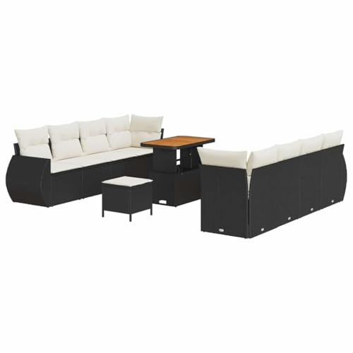 vidaXL Gartensofa-Set 11 STK. Schwarz Poly-Rattan