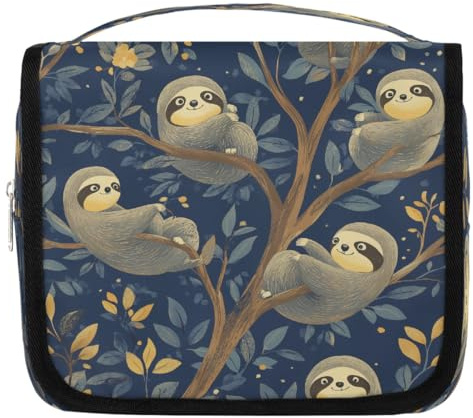 Mexpekil Reise-Kulturbeutel zum Aufhängen, Faultier auf Baumzweig, großer Kulturbeutel, tragbar, Make-up-Kosmetik-Organizer-Taschen für Mädchen und Jungen