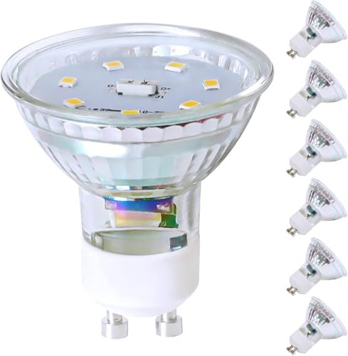 Glitzerlife LED GU10 Leuchtmittel Warmweiß - 6 Stück Lampe 3000K 4.8W Ersetzt 75W AC 230V Flimmerfrei für Deckenstrahler Spotlight Deckenspots Wandleuchte Lichtquelle 6er Set