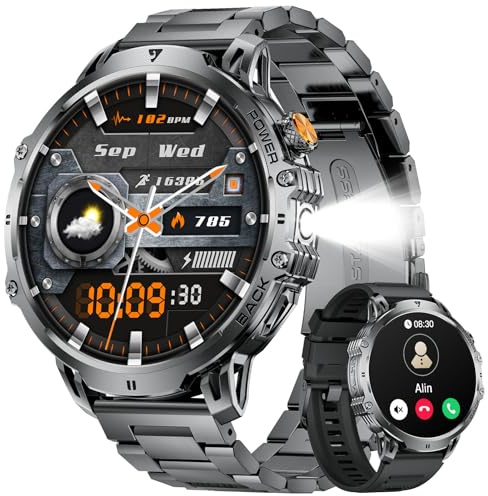 LIGE Smart Watch for Men Answer/Make Call for Android iOS, 1000mAh Battery/Flashlight, 1.85'' HD Military Smartwatch with 100+ Sports Modes, Heart Rate Sleep Monitor, IP68 Waterproof Fitness Tracker