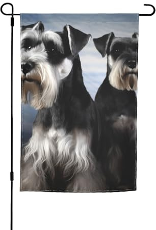 Bandiera con cane Schnauzer, 12x18 pollici, bandiera da giardino bifacciale per interni, da appendere alla parete, poster, grande striscione, cartello, bandiere per esterni