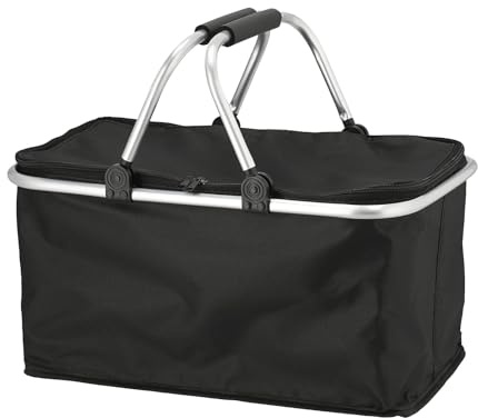 Thermo Einkaufskorb 30l Kühltasche Thermokorb Faltbar Einkaufstasche Faltkorb mit Kühlfunktion 46x23x27cm Isolierkorb Kühlkorb Schwarz