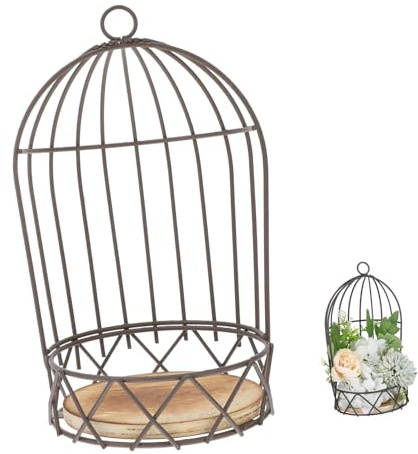 TOPPERFUN Großer Deko Vogelkäfig Schwarz aus Metall und Holz Kerzenhalter und Blumenregal für Wohnzimmer Esstisch Garten Hochzeit im