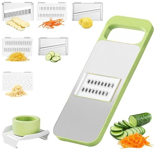 Mandolina per Verdure Professionale Taglia Multifunzione 6 Lame Intercambiabili, Taglia Verdure, Affetta Verdure Manuale per Verdure, Julienne, Grattugia e Chips