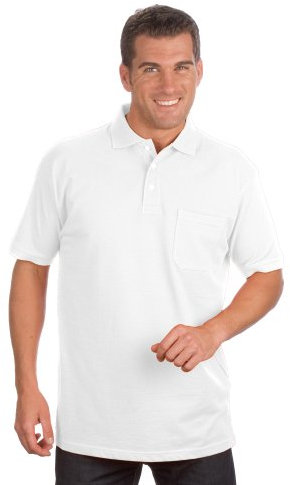QUALITYSHIRTS Kurzarm Poloshirt mit Brusttasche, Gr. 6XL, weiß