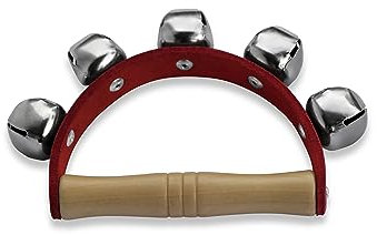 BestSaller 1079 Schellenrassel/Schellenkranz/Lederhandschelle mit 5 Schellen am Lederband (1 Stück)