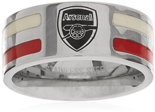 Arsenal F.C. Ring mit Farbstreifen, klein, offizielles Lizenzprodukt, silber, Einheitsgröße