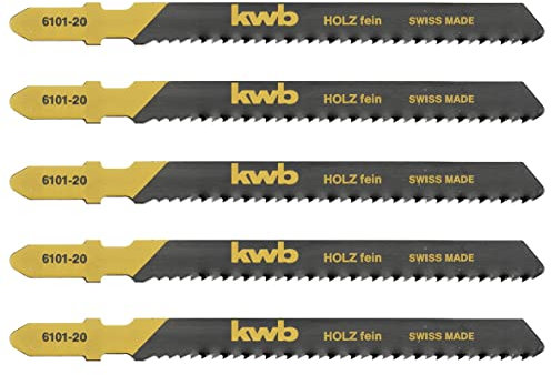 kwb 5 x Lame per seghetto alternativo Profi-Pack per legno 610125 (fine, acciaio al carbonio HCS, codolo monoblocco, T111B) a. o. per Einhell RT-JS 85