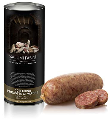 Vorgekochte Cotechino Wurst 500g Salumi Pasini® | Feiner Cotechino Italiano | Italienische Dosenwurst lange haltbar | Delikatessen Lebensmittel