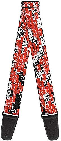 buckle-down gs-w30719 orange Stein Mauer Muster auf Schwarz Weiß Polka Dots Gitarrengurt